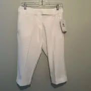 Oakley Capri Pant Womens 2 White Albatross Golf Zip Fly Stretch Performance Pant