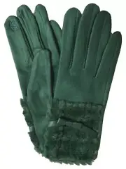 Womens Velvety Soft Green Stretch Texting & Tech Touchscreen Gloves
