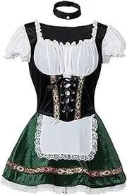 Colaxi Classic Maid Costume, Beer Sweet German Dirndl Dress, Wench Women Bavarian, Clothes, for Waitress Stage Fancy Dress Party Girls , L