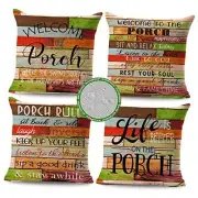 Outdoor Porch Pillow Covers 18x18 Inch Square Waterproof Porch Pillow Set of 4