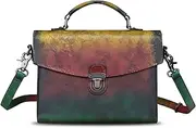 [LRTO] Genuine Leather Satchel Purse for Women Vintage Handmade Top Handle Handbag Retro Designer Crossbody Bags