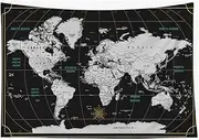 Capsceoll World Map Tapestry Wall Tapestry World Geographical Distribution Tapestry for Men 80X60 Inches