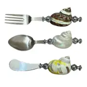 Shell Design Forks Natural Conch Shell Handle Flatware Dessert Spoon