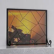 Fire Beauty Fireplace Screen Decorative Mesh Geometric Fire Spark Guard Gate Cover for Home