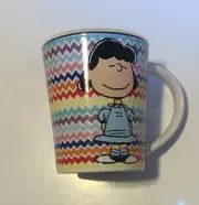 Gibson PEANUTS Lucy Coffee Coffee Mug Cup Stripes Blue Dress 16oz New