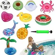 Inflatable Drink Holder,10X Floating Drink Holders - Floating Inflatable Beverage Tray with Cute Design for Spa Beach Lake Outdoor Poolside Hot Tub