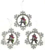 Chickadee Bird Snowflake Ornaments 3 Christmas Tree Decorations Gift Novelty Fun