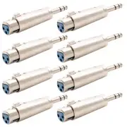 8 Pcs XLR 3-Pin Female to 6.35mm 1/4" Stereo Male Mic Microphone Audio Adapter