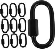 JUMPLAWN 10Pcs Stainless Steel Quick Links Carabiner Clips Oval Locking Connectors for Camping Outdoor Activities Lightweight and Durable for Ropes and Chains Connection Black