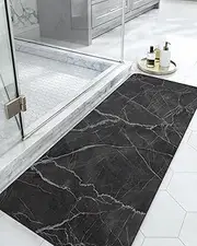 DEXI Bath Mat, Non Slip Quick Dry Rugs, Super Absorbent Ultra Thin Bathmat, Washable Rubber Mats for Shower Floor, in Front of Bathtub, Sink, Bathroom Accessories Decor, 17"x43", Black