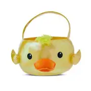 YELLOW DUCK JUMBO SIZE 21" Plush Fluffy Easter Duck Basket W/ Handle! - NEW!