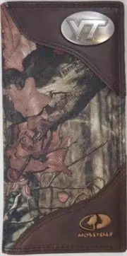 ZEP-PRO Virginia Tech Hokies Leather & Nylon MOSSY OAK Camo WALLET ONLY NO BOX