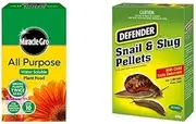 Miracle-Gro All Purpose Soluble Plant Food Fertiliser, 1kg + Defender Slug and Snail Pellets 600g
