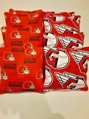 8 Cornhole Bag Set Corn Hole Cleveland Browns and Guardians O/RD
