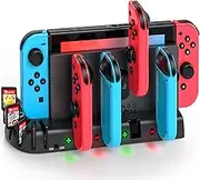 Switch Controller Charging Dock Station Compatible with Nintendo Switch & OLED Model Joycons, KDD Switch Controller Charger Dock Station with Upgraded 8 Game Storage