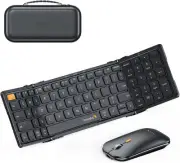 ProtoArc Foldable Keyboard and Mouse, Small Folding Bluetooth Black