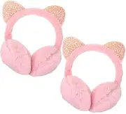 [Minkissy] 2Pcs Cat Ear Earmuffs for Winter Sports Thermal Ear Protective Warmers Stylish Outdoor Muff for Adults Winter Present