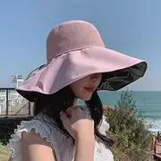 [Ling88] Women Foldable Sun Hat Quick Dry Sunscreen Hat Women's Summer Black Glue Sunshade Hat Big Brim Anti-Ultraviolet Outdoor Beach Hat Wide Brim Ladies Garden Hat Sun Protection Breathable,Pink