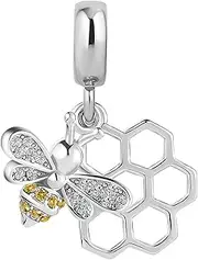 [SBI Jewelry] Honey Bee Charm for Bracelet, Women's Jewellery, My Beeloved Girls Wife Daughter Girlfriend Birthday Anniversary, Compatible with Pandora Bracelet, Non-Precious Metal, No Gemstone