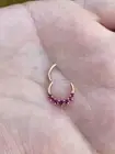 16G Hinged Nose Ring Septum Clicker Cartilage With Ruby 14k Gold