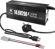 12V 20A Lithium Battery Charger 14.6V LiFePO4 Battery Charger Smart Charger with Anderson Connector Indicator Special for Lithium LiFePO4 Deep Cycle Rechargeable Batteries of Boat, RV