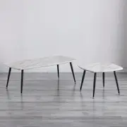 Dora Coffee Table Set 2 Piece Marble White and Black