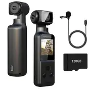 4K Body Camera with External Microphone Mini Pocket Cam 270 Rotation Outdoor Sport Bike Travel Police Law Enforcement Christmas Gift 128G SDcard INCLUDE
