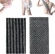2Pack Sima Exfoliating Towel,Long Back Towel Exfoliating Bath Towel,Japanese Exfoliating Towel,Body Wash Towel Strong Shower Bath Japanese Back Scrubber Great Lathers Exfoliating Cleansing (Black)