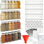 4 Stainless Steel Spice Racks Wall Mount Organizer for and Cabinet Door Glass