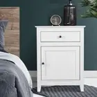 White Bedside Table Nightstand Cabinet With Drawer Bedroom Storage Side Tables