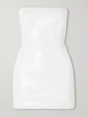 [Alex Perry] Alex Perry - Strapless Sequined Tulle Mini Dress - White - UK 14 UK 14 White