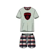Mens Official AFL Melbourne Demons Size S-5XL Short Check Pyjamas PJS Set