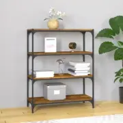 Smoked Oak Engineered Wood Book Cabinet with Steel Frame 80x33x100 cm
