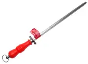 12" Sharpening Rod Hone Whet Dry Kitchen Knife Sharpener Tool Hanging loop Red