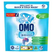 Omo Doy Sensitive 3 In 1 Laundry Liquid Caps 17 Pack x 4