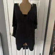 Boohoo Textured Slinky Cape Dress Mini Black Size 10