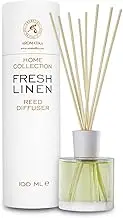 Fresh Linen Reed Diffuser - 100ml w/Rattan Sticks - Home Fragrance - Scented Diffusers for Aromatherapy - Perfect as a Gift - Enhancing Any Room with a Refreshing, Soothing and Pleasant Scent