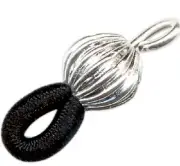 10 OR 100 Black Elastic Cord with Corrugated Silver Bead Eyeglass Holders