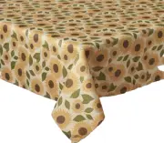 1 Printed Fabric Tablecloth, 60" x 84" Oval, SUNFLOWERS FIELDS, Harvest Home