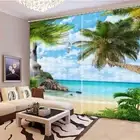 Sea Coconut Tree Opposite 3D Blockout Photo Print Curtain Fabric Curtains Window
