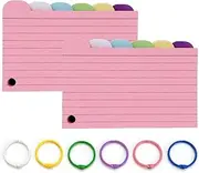 300 PCS Index Cards,Cue Flash Cards with 6 Binder Rings for Studying, Blank Study, Ruled Note for Home, School and Office