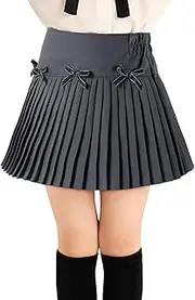[Maeau] Girls' Pleated Skirt Mini Pleated Skirt Schoolgirl Pleated Skirt Elastic Waist Mini Skirt High Waist Party Skirt with Built-in Shorts 2-12 Years