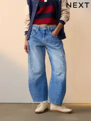 Dark Blue Horseshoe Barrel 100% Cotton Jeans (AF6116) | $38
