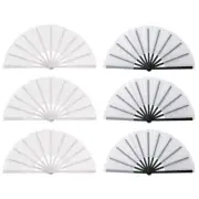 6X Blank Folding Fans Bamboo Hand Held Fans Party Wedding Dance Supplies D S4TF
