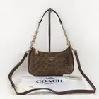 Coach Teri Shoulder Bag Canvas Leather Brown CV933 Outlet New w/Dust Bag