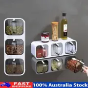 Wall Mounted Seasoning Box Kitchen Spice Jar Storage Case Container with Spoon