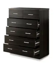 [Artiss] Tallboy 6 Drawers Storage Cabinet Walnut in Black