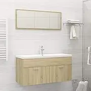 Bathroom Furniture Set Sonoma Oak Engineered Wood,AllinOne Bathroom Vanity Unit with Builtin Ceramic Basin and Mirror in Sonoma Oak Furniture Sets