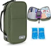 YOUSHARES Insulin Cooler Travel Case - Travel Medicine Cooler Bag for Insulin Pens and Diabetes Supplies Travel, Insulin Pen Case with 2 TSA Approved Gel Ice Pack (Military Green)