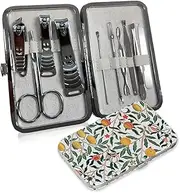 Manicure Set 10 in 1 Stainless Steel Manicure Kit Professional Pedicure Grooming Kit Portable Pedicure Kit Nail Tools & Accessories Hair Facial Care and Nail Care for Men and Women (Fruit)